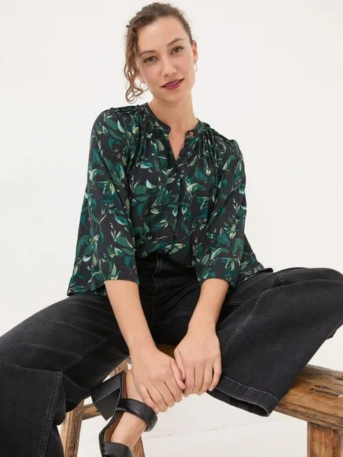Women Fatface Shirts and Blouses Black Dark Skies Tia Button Longline Blouse Women Fatface Shirts and Blouses Black Dark Skies Tia Button Longline Blouse