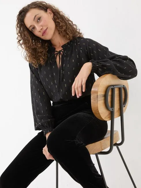 Women Fatface Shirts and Blouses Black Metallic Blouse Women Fatface Shirts and Blouses Black Metallic Blouse