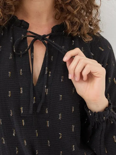 Women Fatface Shirts and Blouses Black Metallic Blouse Women Fatface Shirts and Blouses Black Metallic Blouse