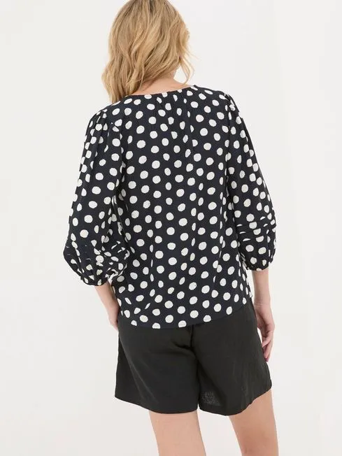 Women Fatface Shirts and Blouses Blue Imogen Polka Dot Blouse