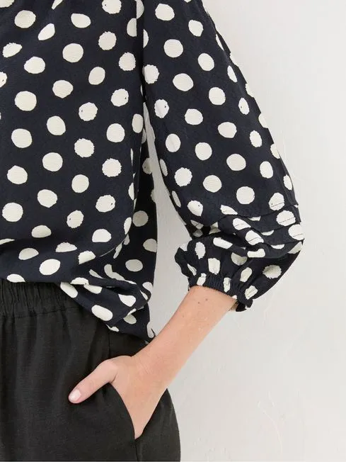 Women Fatface Shirts and Blouses Blue Imogen Polka Dot Blouse