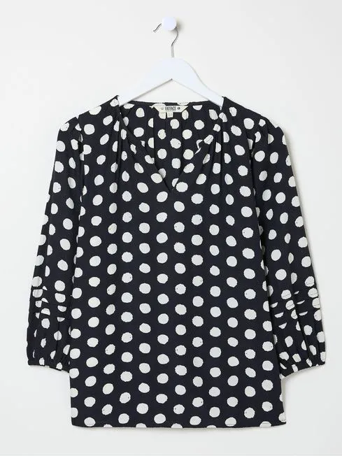 Women Fatface Shirts and Blouses Blue Imogen Polka Dot Blouse