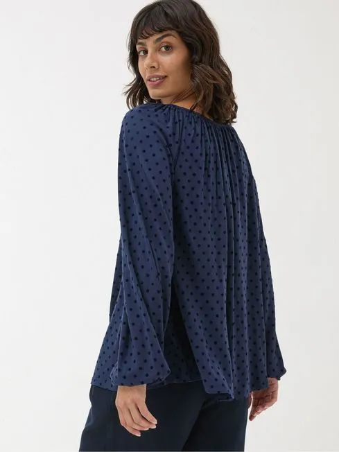 Women Fatface Shirts and Blouses Lily Blue Navy Spot Top Women Fatface Shirts and Blouses Lily Blue Navy Spot Top