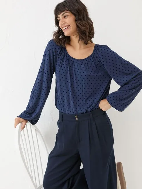Women Fatface Shirts and Blouses Lily Blue Navy Spot Top Women Fatface Shirts and Blouses Lily Blue Navy Spot Top