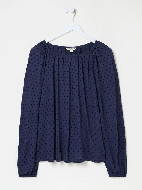 Women Fatface Shirts and Blouses Lily Blue Navy Spot Top Women Fatface Shirts and Blouses Lily Blue Navy Spot Top