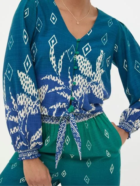 Women Fatface Shirts and Blouses Margot Blue Ombre Leaves Blouse Women Fatface Shirts and Blouses Margot Blue Ombre Leaves Blouse
