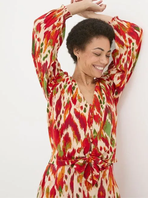 Women Fatface Shirts and Blouses Margot Orange Paradise Ikat Blouse