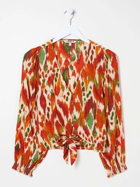 Women Fatface Shirts and Blouses Margot Orange Paradise Ikat Blouse