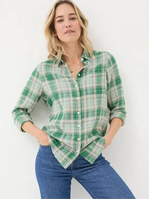 Women Fatface Shirts and Blouses Olivia Black Waffle Check Shirt