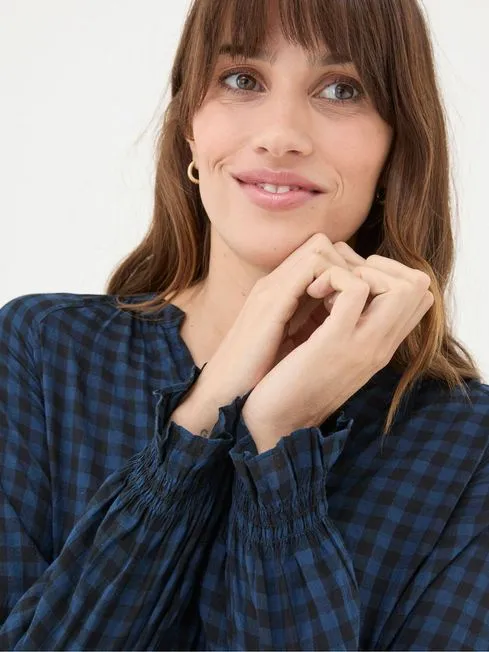 Women Fatface Shirts and Blouses Pacey Blue Pacey Gingham Blouse