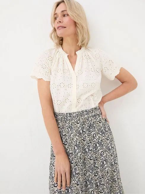Women Fatface Shirts and Blouses Willow White Broderie Blouse