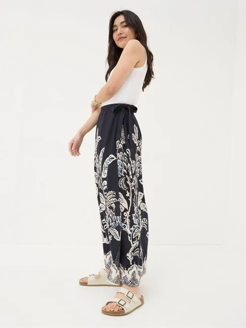 Women Fatface Skirts Blakely Blue Damask Placement Midi Skirt