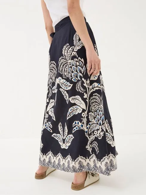 Women Fatface Skirts Blakely Blue Damask Placement Midi Skirt