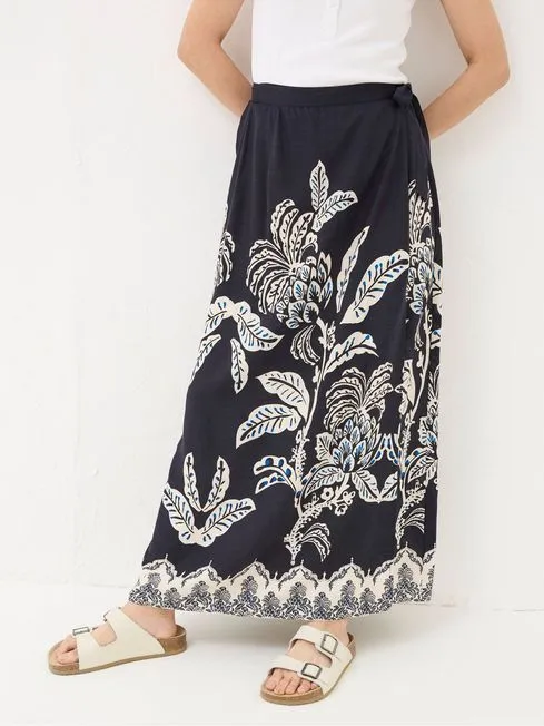 Women Fatface Skirts Blakely Blue Damask Placement Midi Skirt