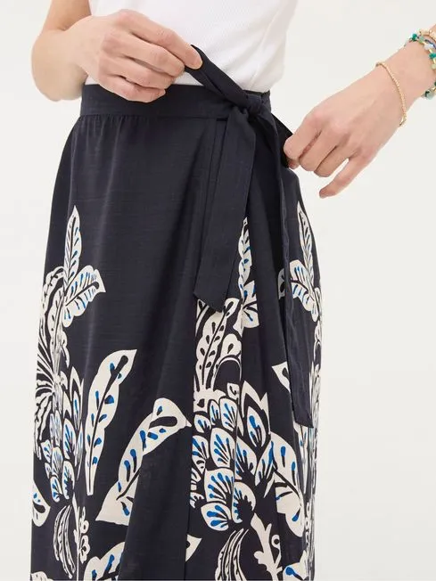 Women Fatface Skirts Blakely Blue Damask Placement Midi Skirt