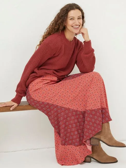 Women Fatface Skirts Red Naomi Craft Geo Midi Skirt Women Fatface Skirts Red Naomi Craft Geo Midi Skirt