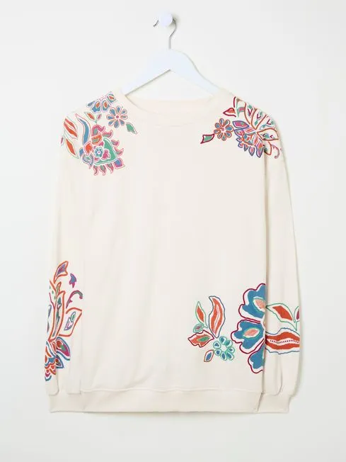 Women Fatface Sweatshirts and Hoodies Alex Ivory Utopia Embroidered Crew Sweat Top Women Fatface Sweatshirts and Hoodies Alex Ivory Utopia Embroidered Crew Sweat Top