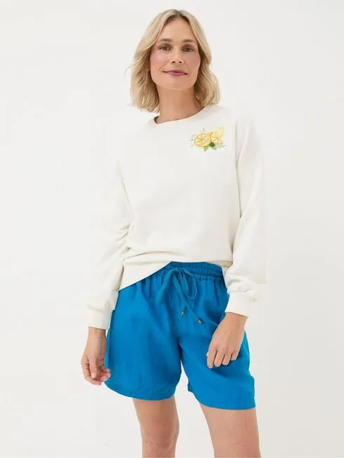 Women Fatface Sweatshirts and Hoodies Eve Natural Lemons Crew Sweatshirt