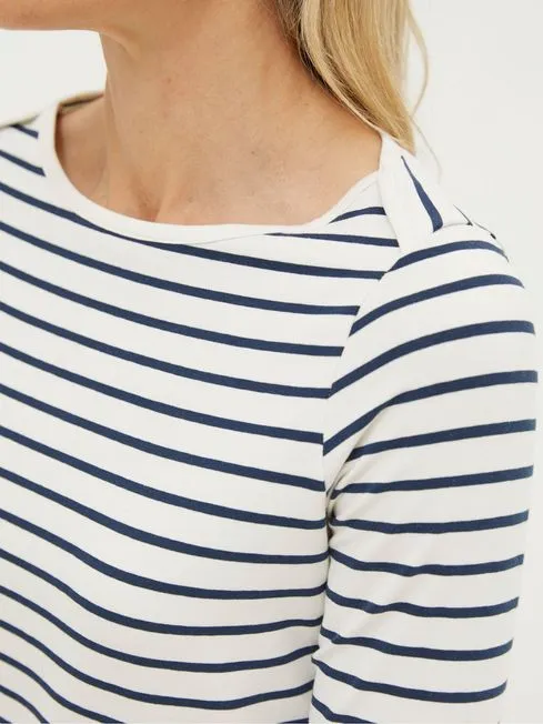 Women Fatface Tops and TShirts Breton Cream TShirt