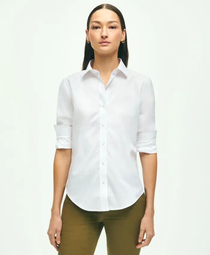 Women Fitted NonIron Stretch Supima Cotton Dress Shirt White Brooks Brothers Blouses and Shirts Women Fitted NonIron Stretch Supima Cotton Dress Shirt White Brooks Brothers Blouses and Shirts