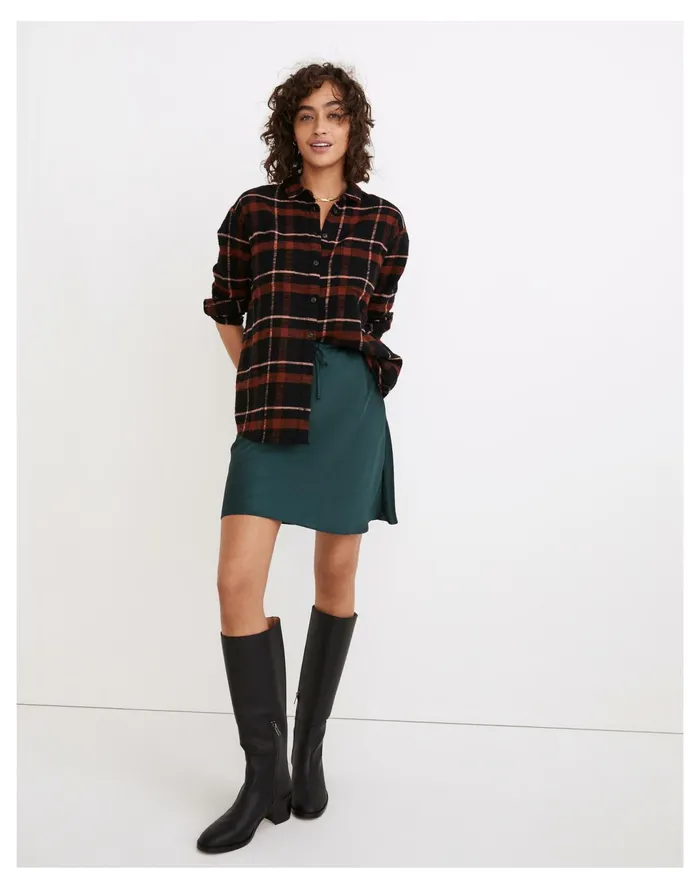 Women Flannel Sunday Shirt In Evins Plaid True Black Madewell Tops and Shirts