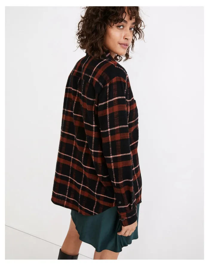 Women Flannel Sunday Shirt In Evins Plaid True Black Madewell Tops and Shirts Women Flannel Sunday Shirt In Evins Plaid True Black Madewell Tops and Shirts