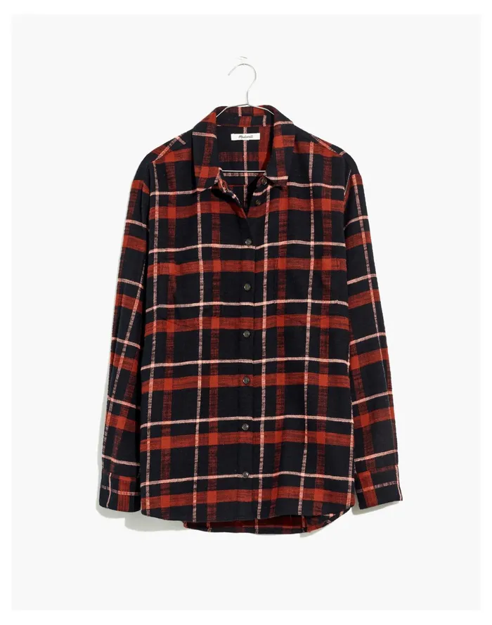 Women Flannel Sunday Shirt In Evins Plaid True Black Madewell Tops and Shirts Women Flannel Sunday Shirt In Evins Plaid True Black Madewell Tops and Shirts