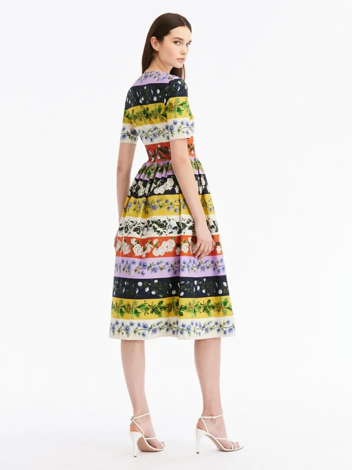 Women For The Bride Oscar De La Renta Botanical Stripe Cotton Poplin Dress Ginger Multi Women For The Bride Oscar De La Renta Botanical Stripe Cotton Poplin Dress Ginger Multi