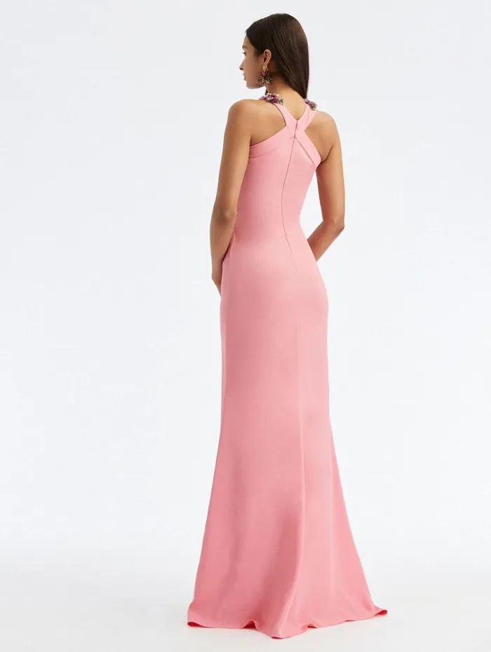 Women For The Bride Oscar De La Renta Crystal Dahlia Crepe Gown Tulip Women For The Bride Oscar De La Renta Crystal Dahlia Crepe Gown Tulip