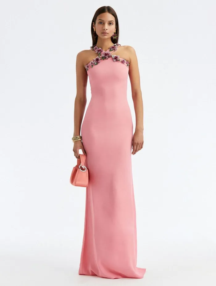 Women For The Bride Oscar De La Renta Crystal Dahlia Crepe Gown Tulip Women For The Bride Oscar De La Renta Crystal Dahlia Crepe Gown Tulip
