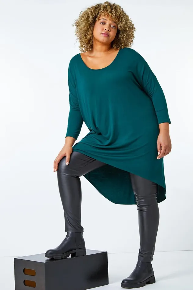 Women Forest Curve Dip Back Hem Top Roman Tops