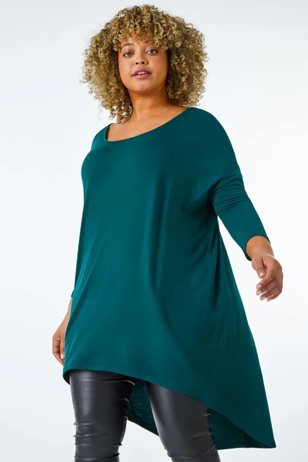 Women Forest Curve Dip Back Hem Top Roman Tops