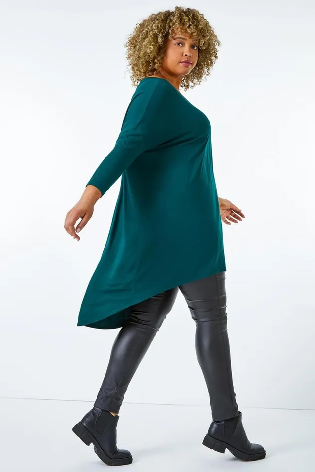 Women Forest Curve Dip Back Hem Top Roman Tops