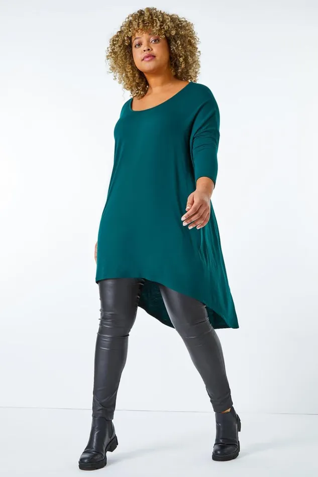 Women Forest Curve Dip Back Hem Top Roman Tops