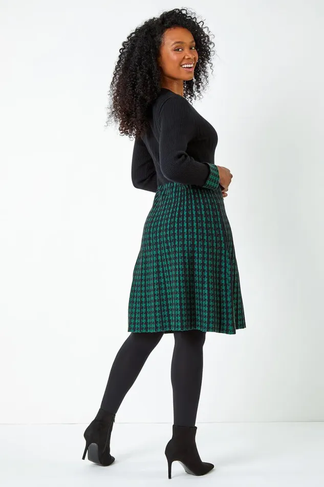 Women Forest Petite Contrast Knit Jumper Dress Roman Dresses