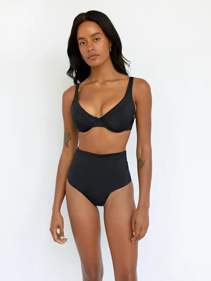 Women Form And Fold 8211 The Rise Bikini Bottom In Black The UNDONE Swimwear