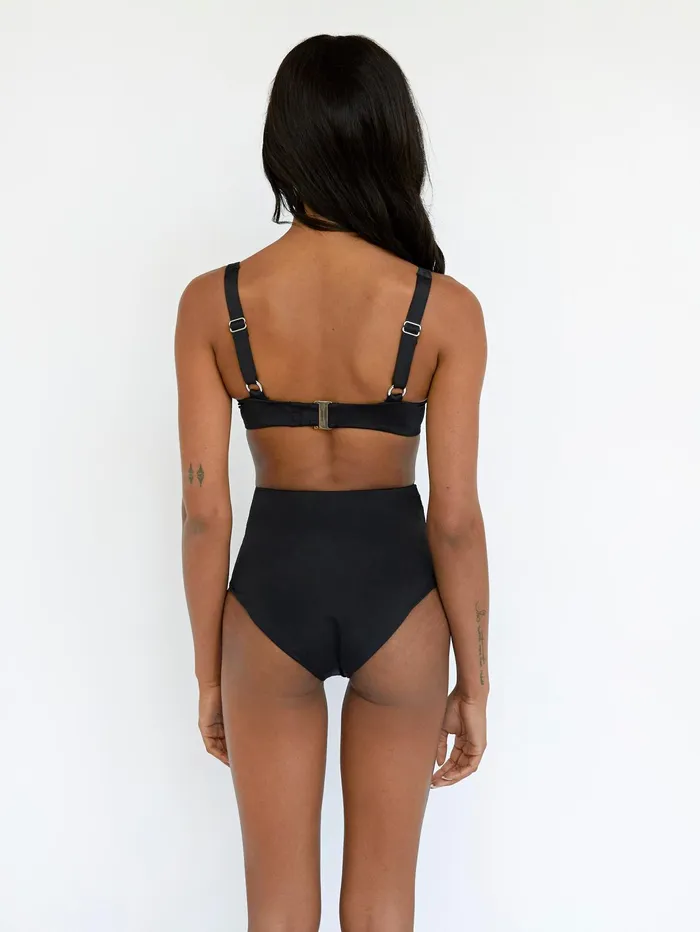 Women Form And Fold 8211 The Rise Bikini Bottom In Black The UNDONE Swimwear