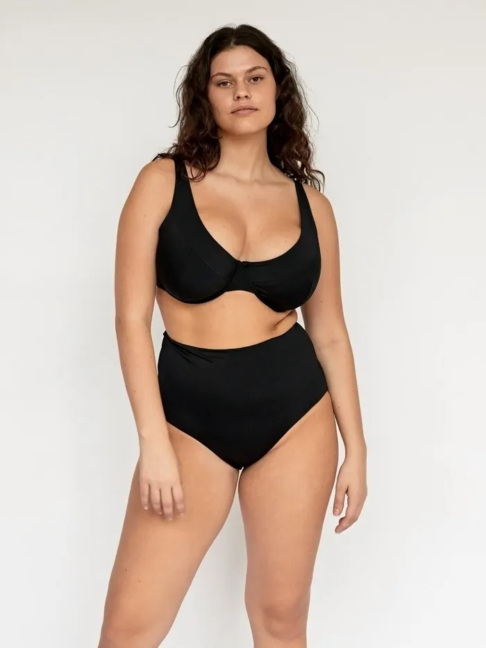 Women Form And Fold 8211 The Rise Bikini Bottom In Black The UNDONE Swimwear