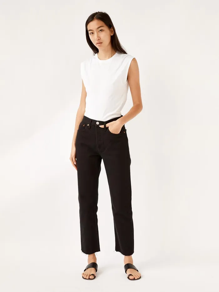 Women Frame Denim 8211 Le Mid Rise Muscle Tee In White The UNDONE Tops