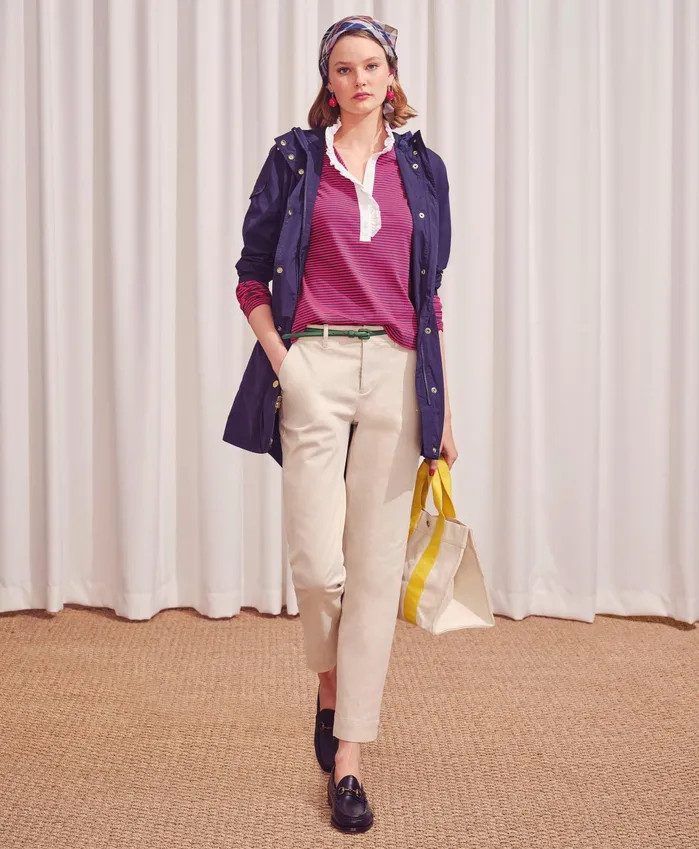 Women Garment Washed Stretch Cotton Chinos Natural Brooks Brothers Pants and Skirts