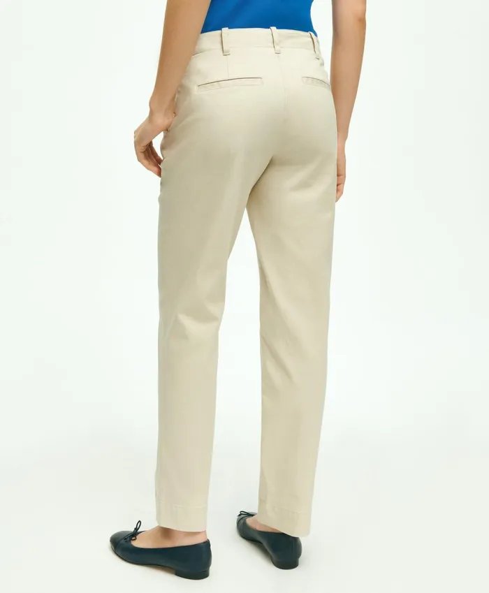 Women Garment Washed Stretch Cotton Chinos Natural Brooks Brothers Pants and Skirts