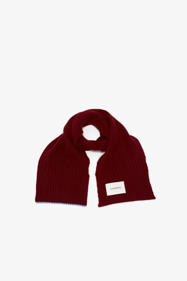 Women Gifts Victoria Beckham Logo Patch Scarf In Burgundy