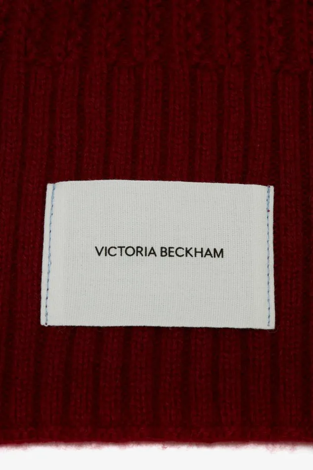 Women Gifts Victoria Beckham Logo Patch Scarf In Burgundy