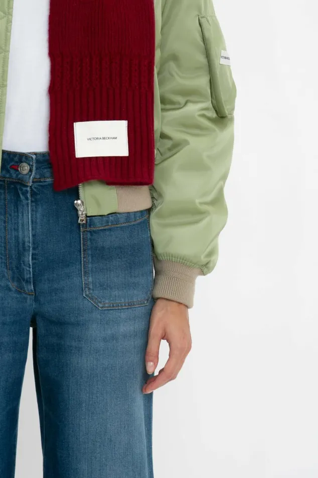 Women Gifts Victoria Beckham Logo Patch Scarf In Burgundy