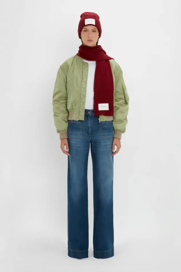 Women Gifts Victoria Beckham Logo Patch Scarf In Burgundy