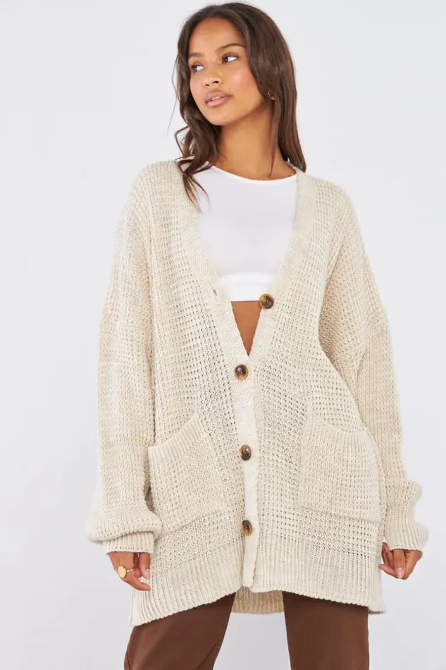 Women Gilet En Maille Beige Beige Brentiny Paris Cardigans