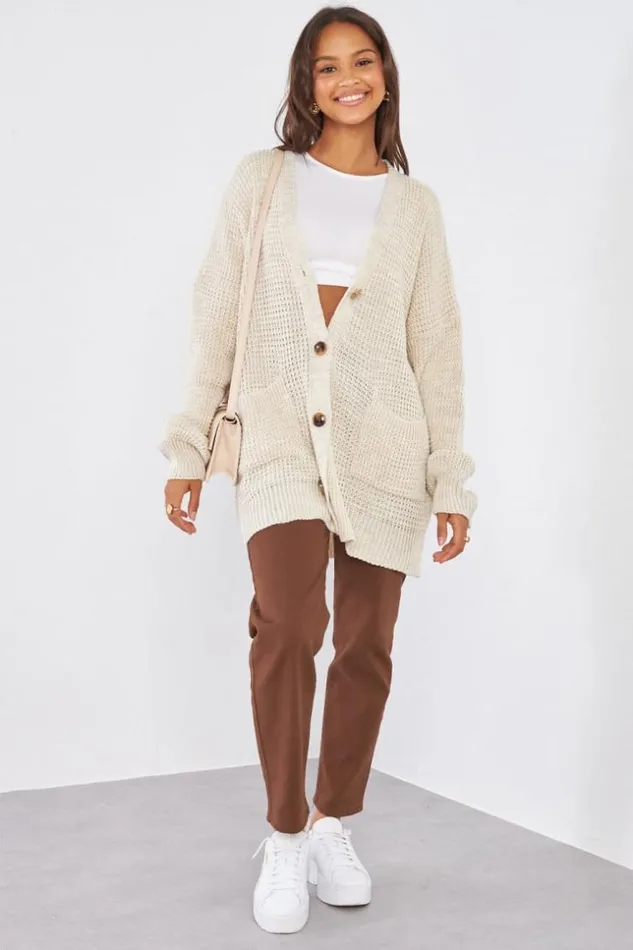 Women Gilet En Maille Beige Beige Brentiny Paris Cardigans