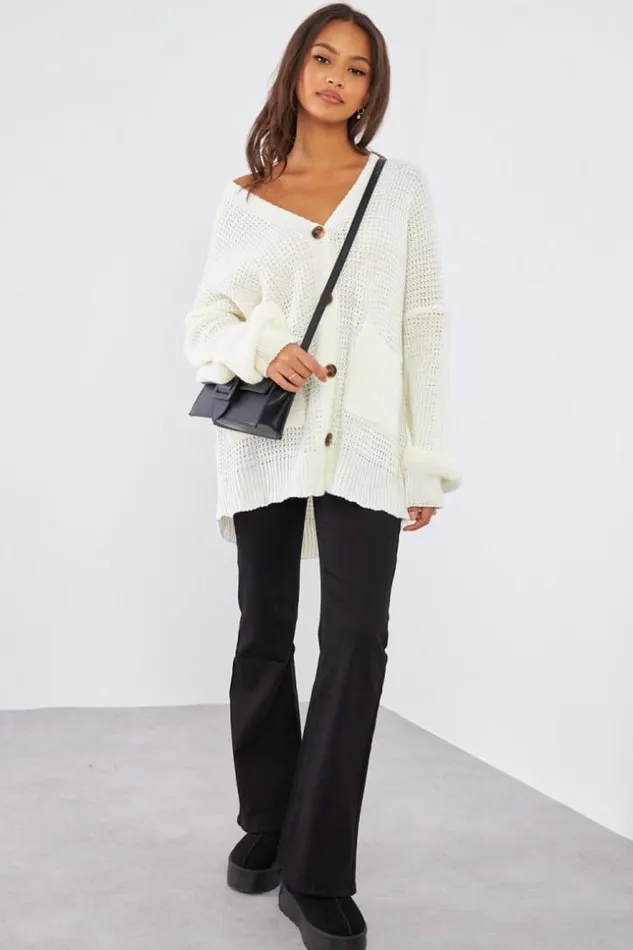 Women Gilet En Maille Blanc White Brentiny Paris Cardigans