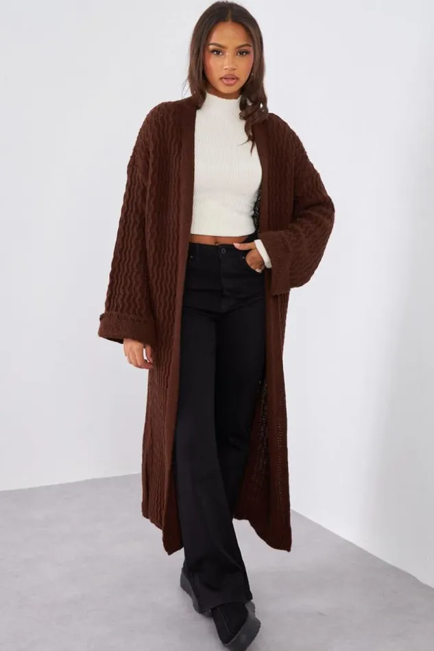 Women Gilet Marron En Maille Simple Brown Brentiny Paris Cardigans