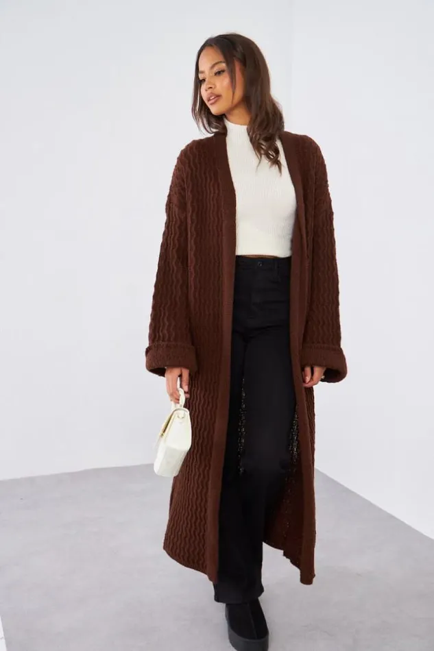 Women Gilet Marron En Maille Simple Brown Brentiny Paris Cardigans